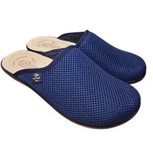 Fly Flot Clogs Blue Mesh SlipOn Slides Mules Made Italy Women Size 7.5 Worn 1x